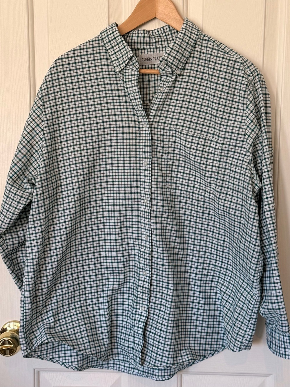 Cabin Creek Green and White Plaid Button-Down Shirt